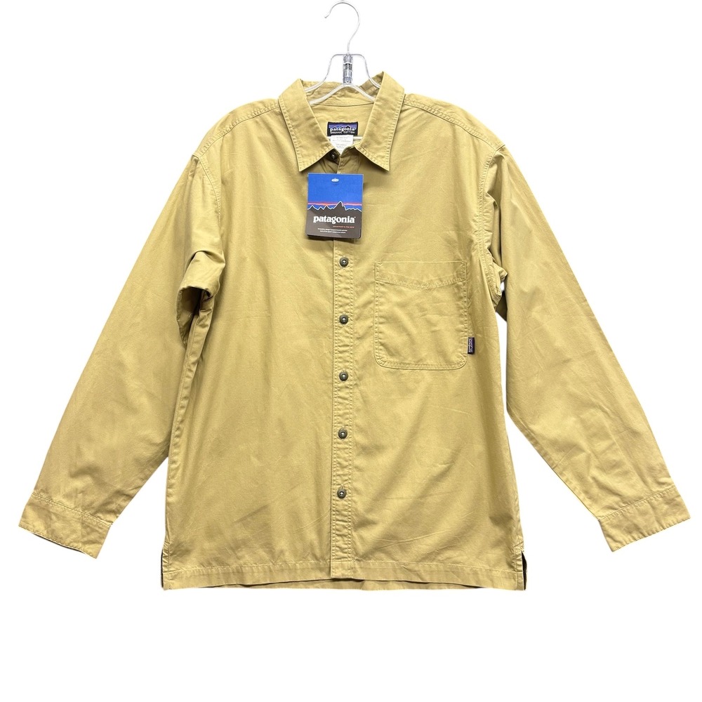 Vtg Patagonia Mens Long Sleeve All-Wear Shirt Organic Cotton Green Khaki S NWT